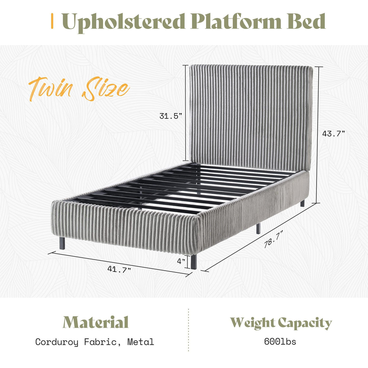 Upholstered Bed Frame with Headboard O394669