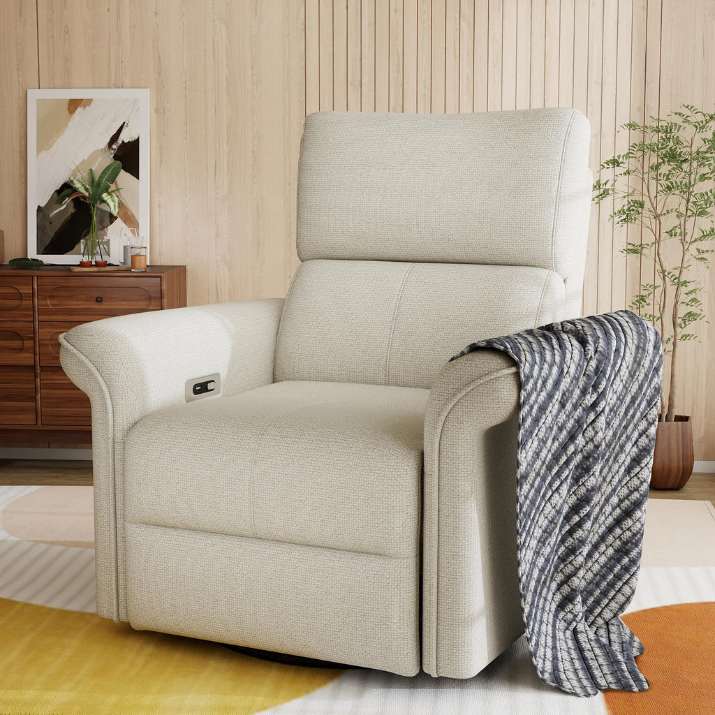 Fabric Light Gray Swivel Rocker Recliner Chair F5110