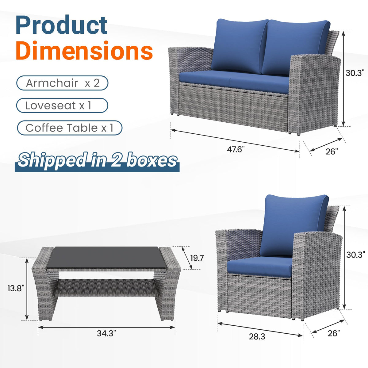 4 Piece Outdoor Wicker Patio Furniture Set O394