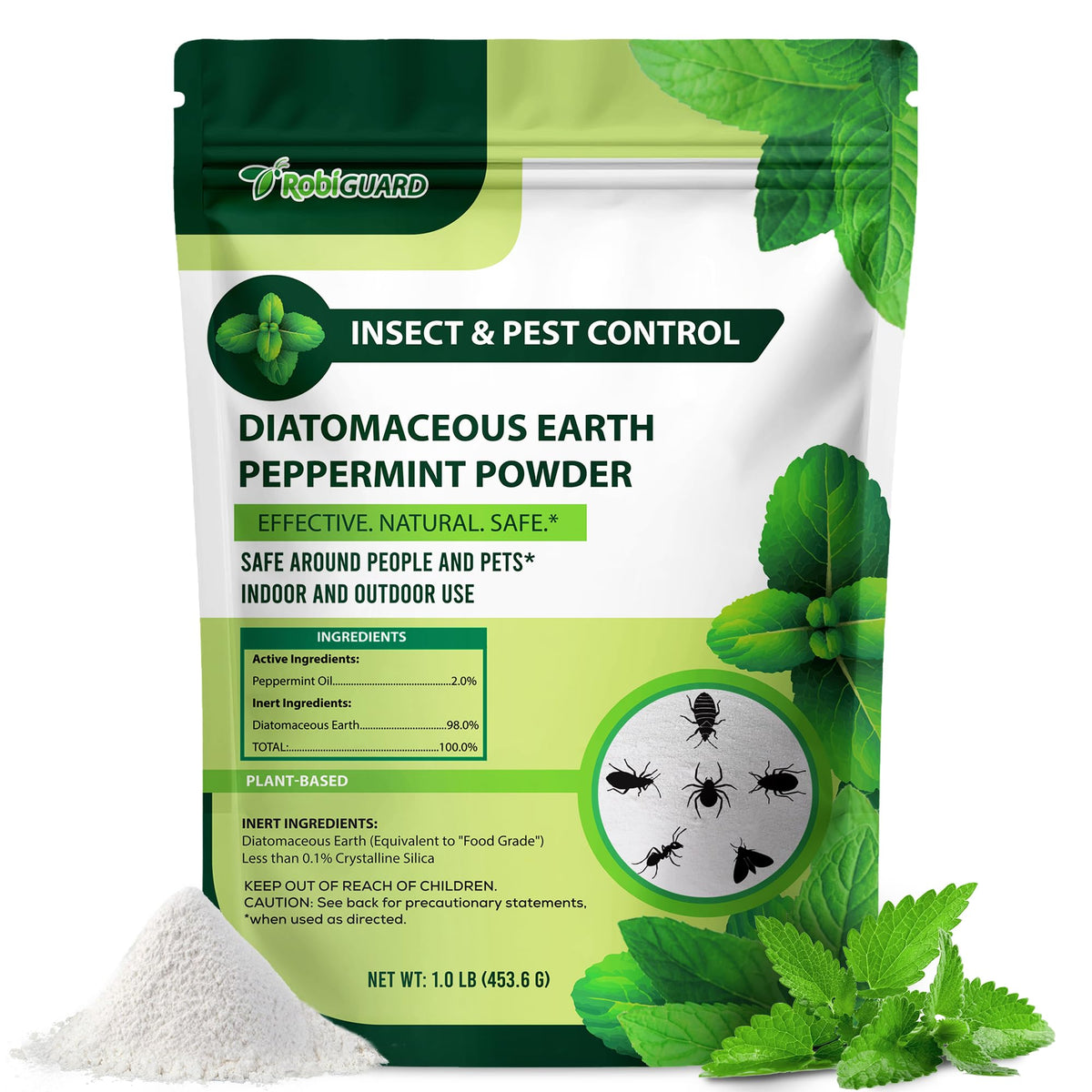 Food Grade Diatomaceous Earth Peppermint Powder 1 lb Z63099
