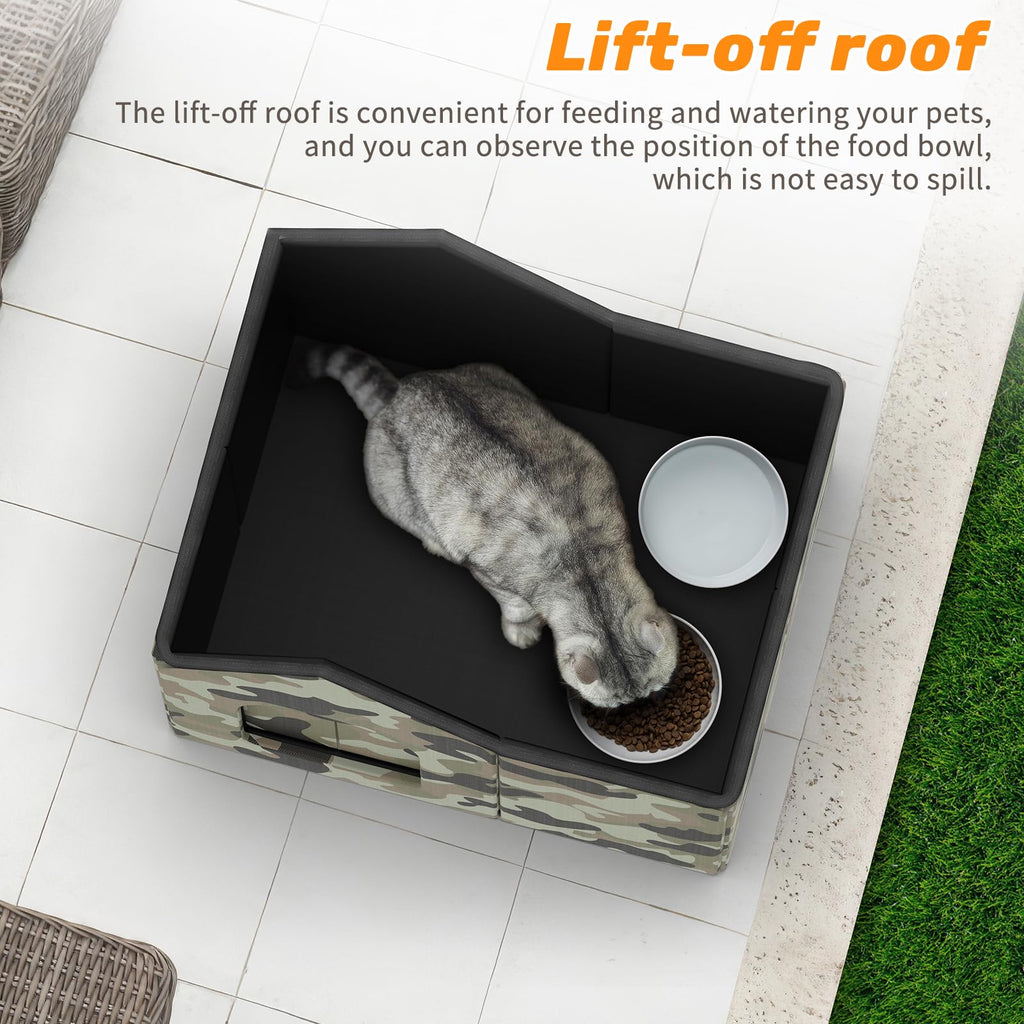 Weatherproof Collapsible Outdoor Cat House with Door and Soft Mat O871