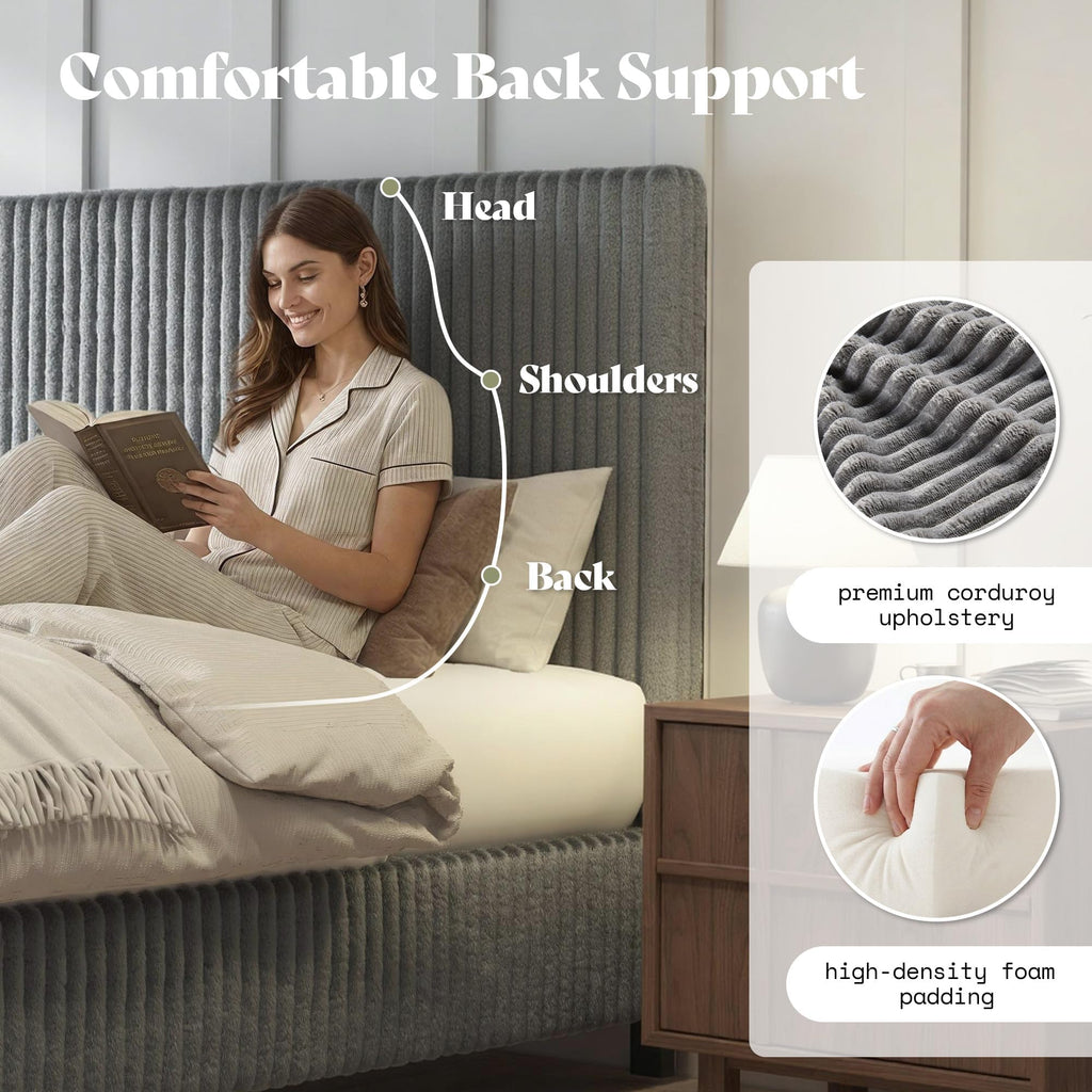 Upholstered Bed Frame with Headboard O394669