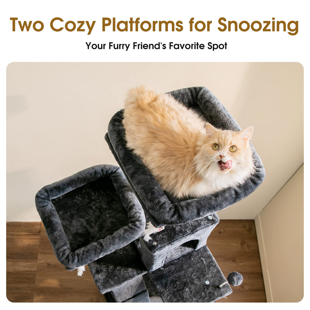 70.1-Inch Multi-Level Plush Cat Tree with Hammock P3345