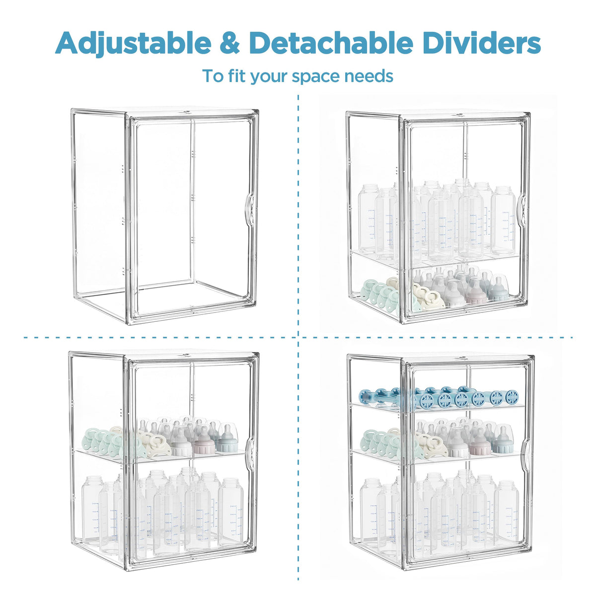 3 Tiers Adjustable Clear Acrylic Baby Bottle Storage Organizer P814652