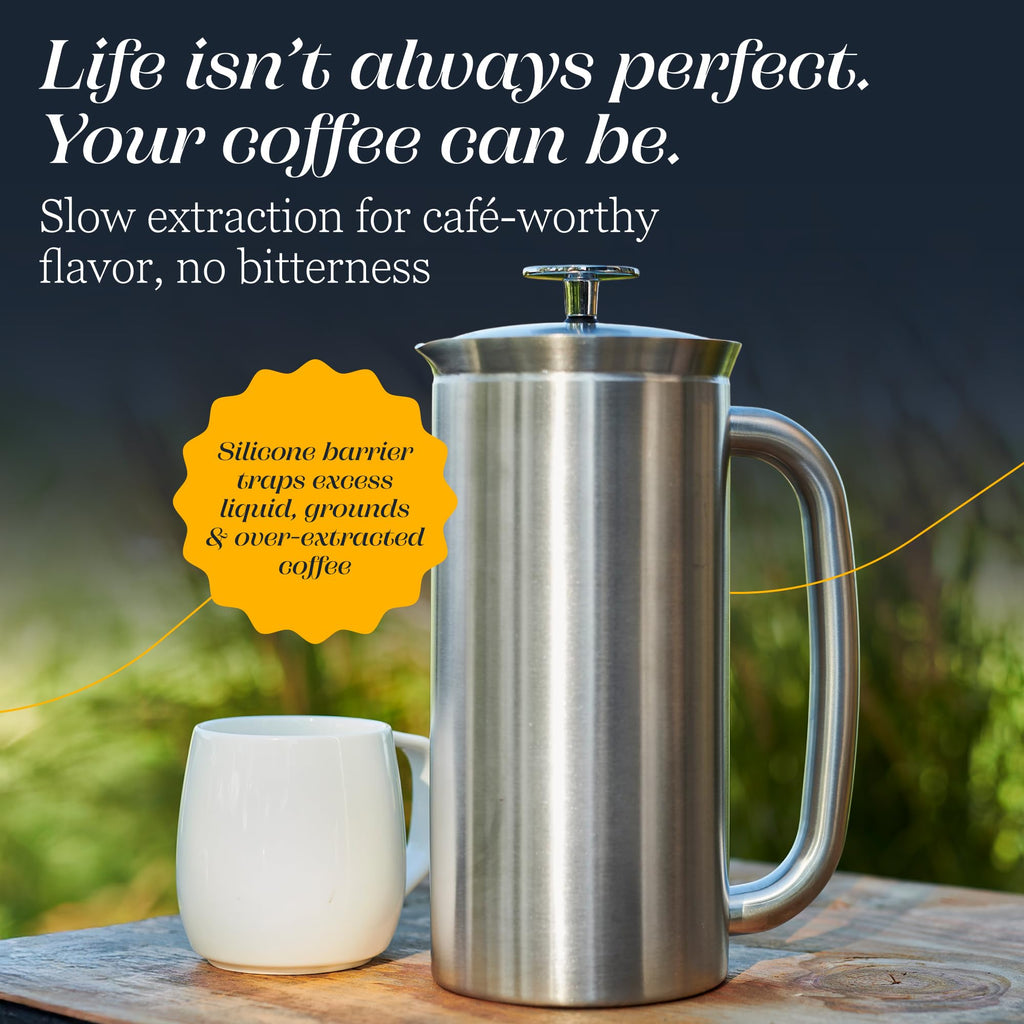 18oz Brushed Stainless Steel French Press N621