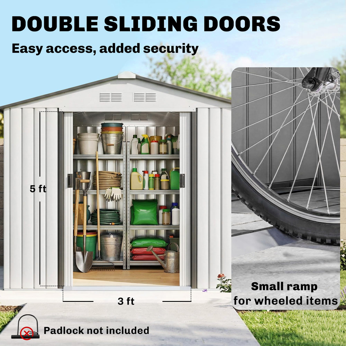7' x 4' Metal Outdoor Storage Shed U7564