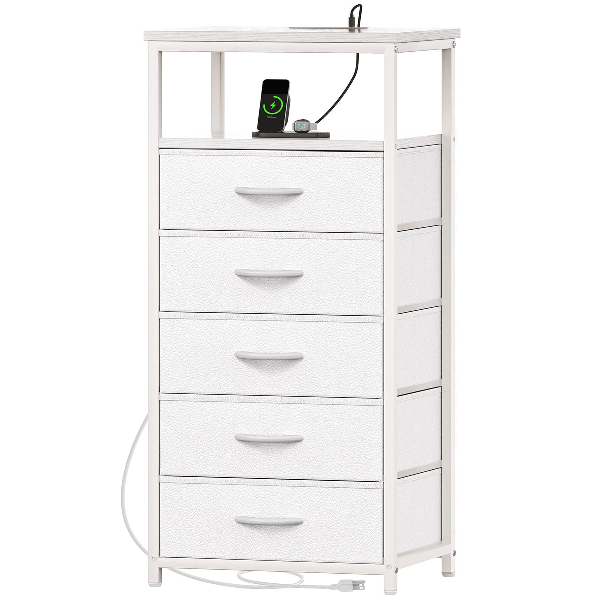 White 5 Drawer Dresser with Charging Station M791754