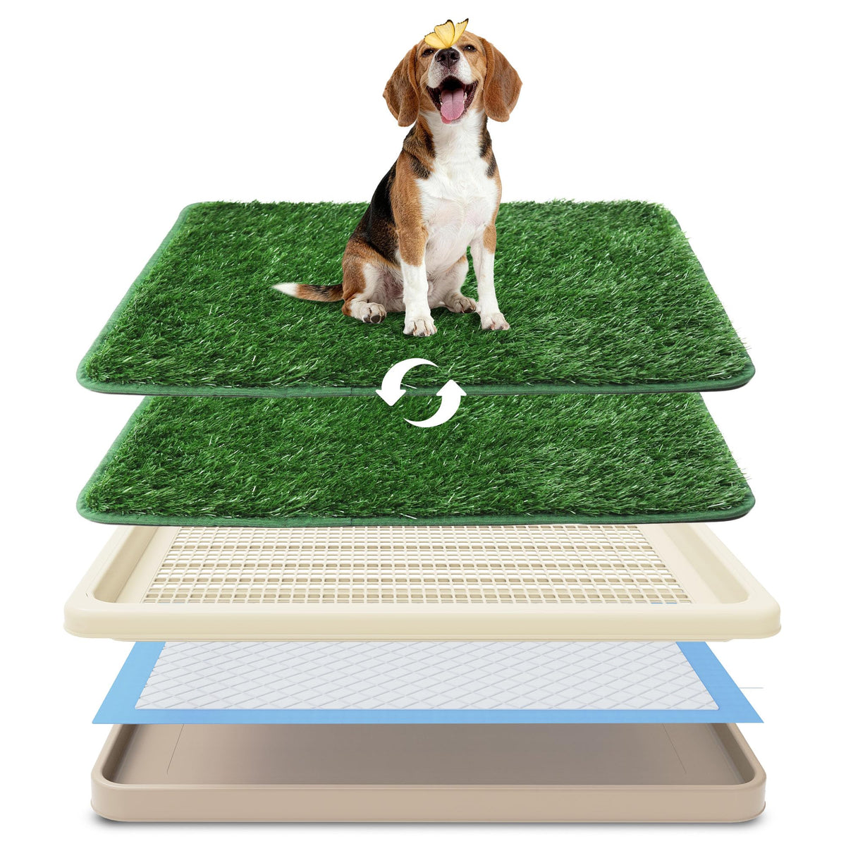 Dog Grass Pad with Tray, 2 Washable Grass Pads H8576