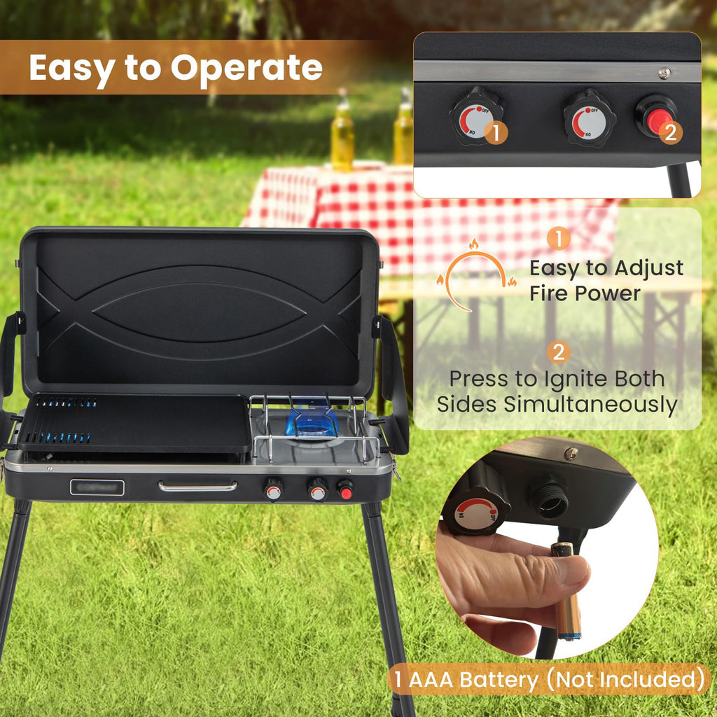 2-Burner Camping Stove with Removable Leg Stand N387723