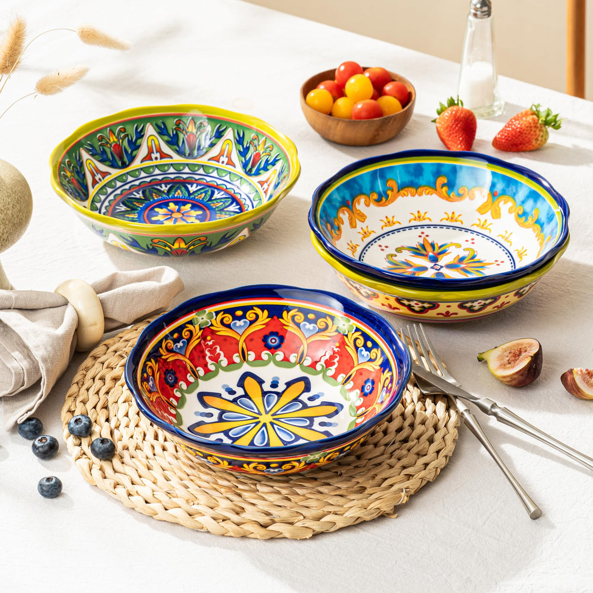 Ceramic Pasta Bowls Set, 27 oz Set of 4 D54856
