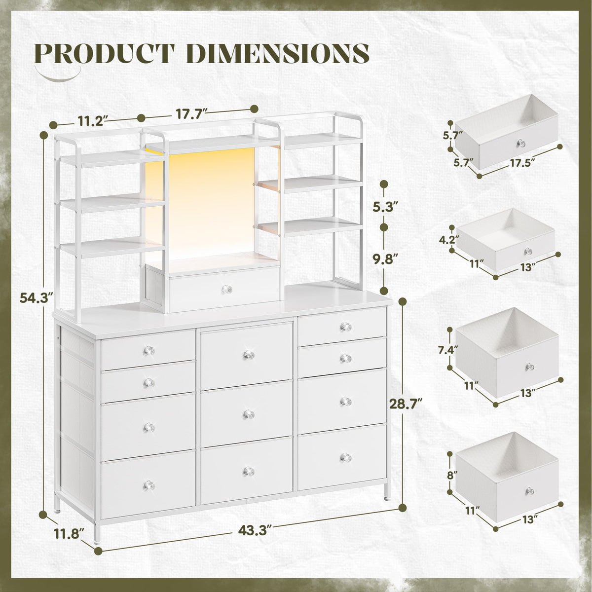 White Dresser with RGB LED Lights A930714