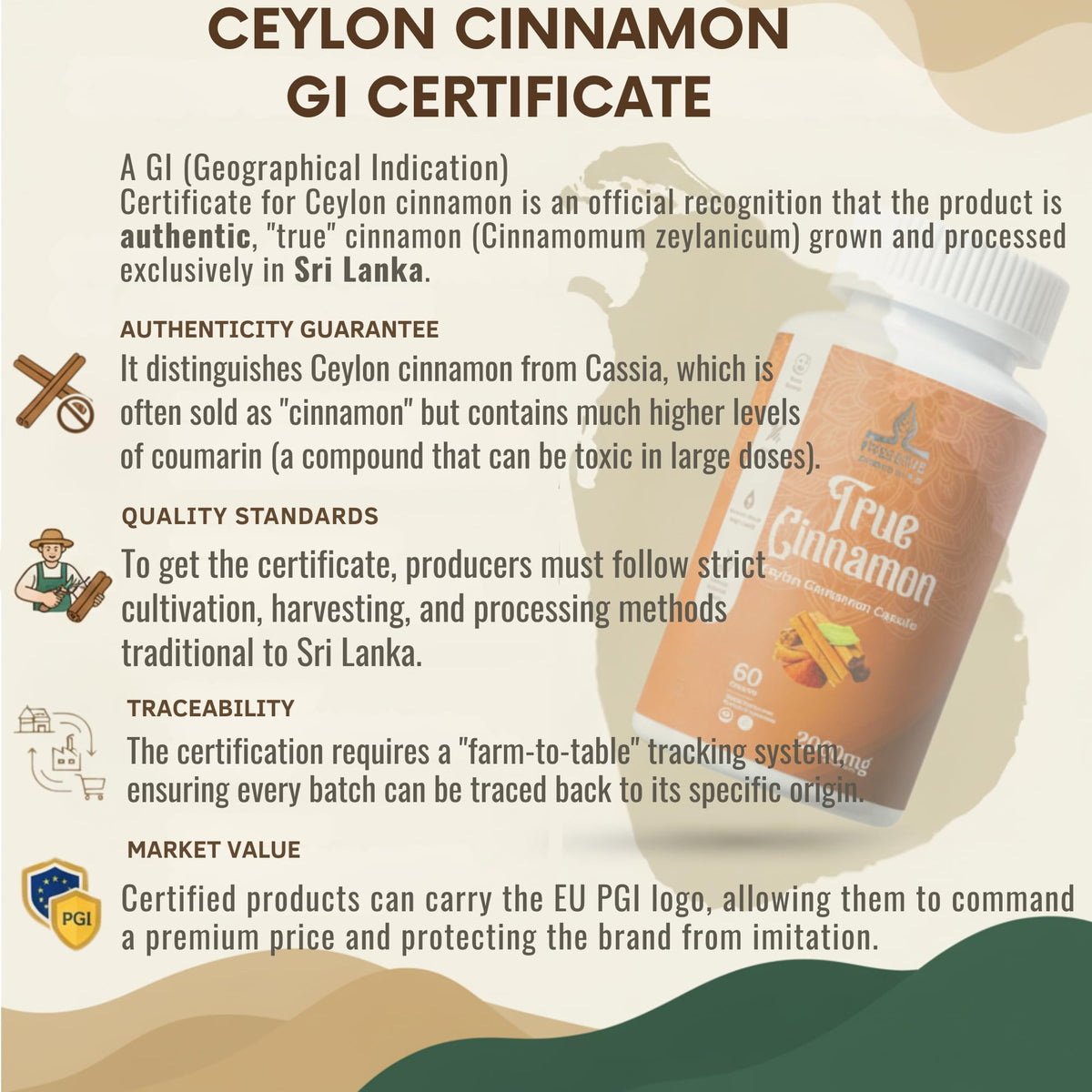Pure Ceylon Cinnamon Capsules, 2,000mg, Non-GMO, Gluten-Free J87914
