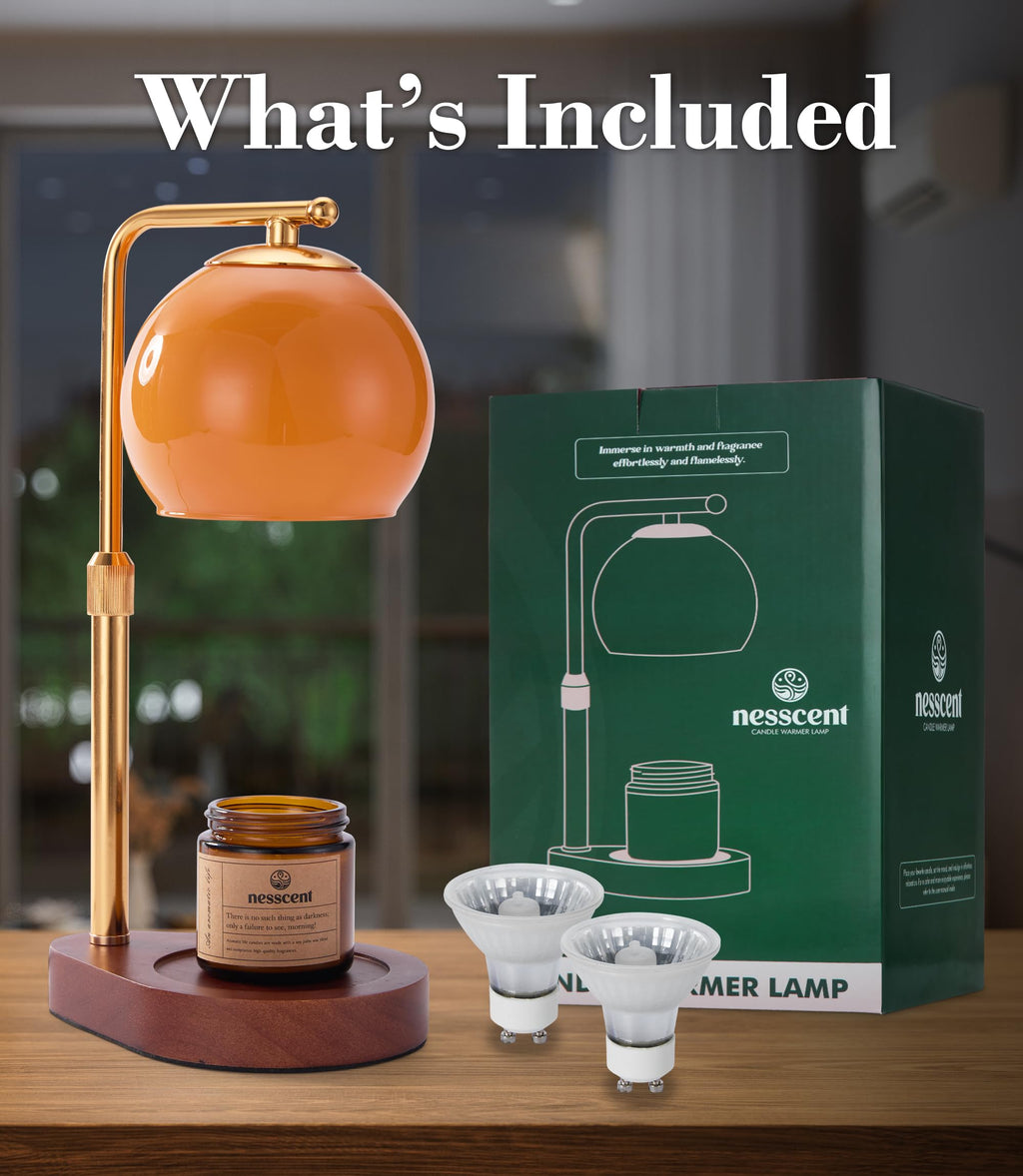 Amber Glass Candle Warmer Lamp Adjustable Height with Timer D5816