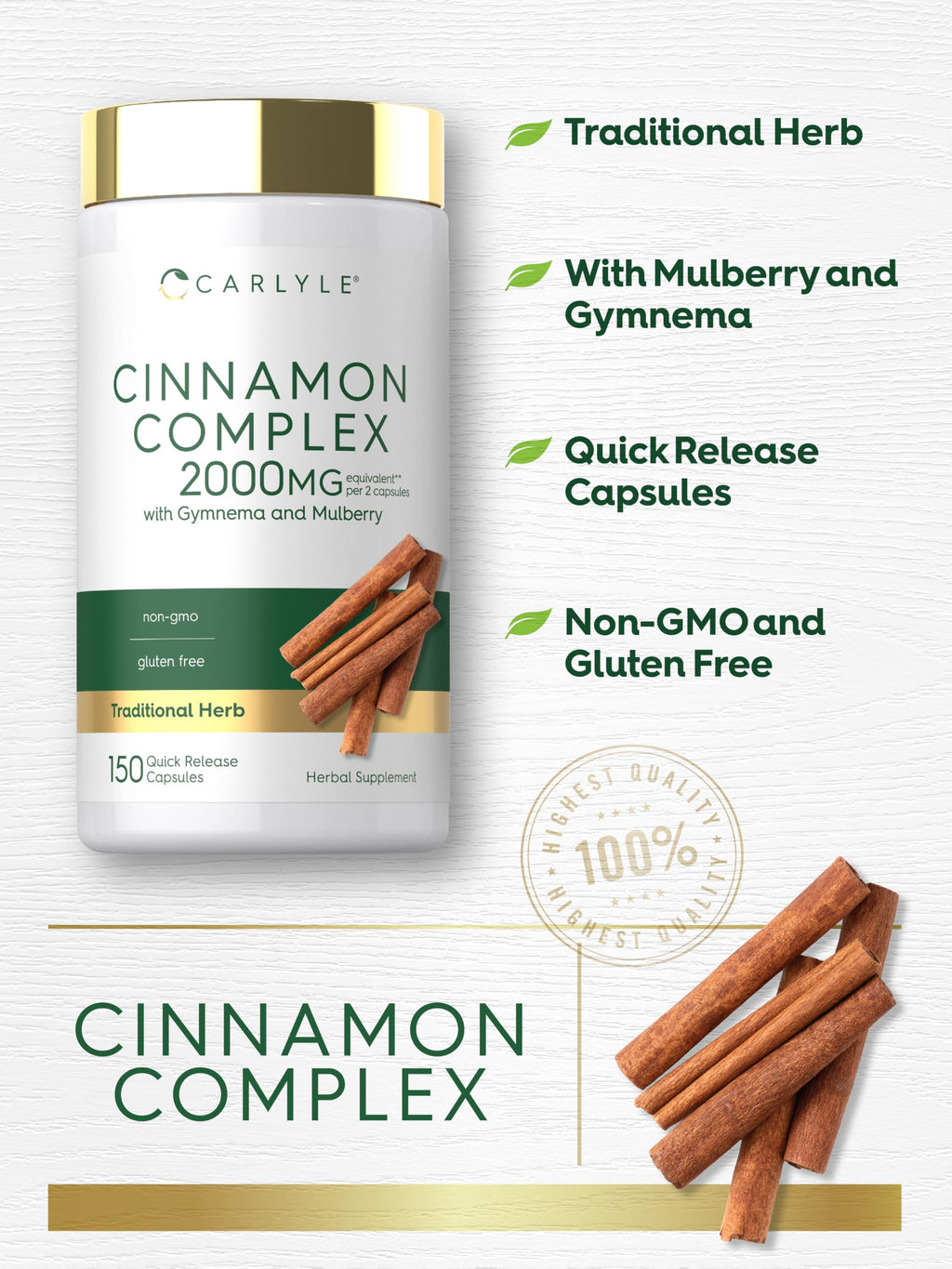 Cinnamon Complex with Gymnema and Mulberry 150 Capsules L9140