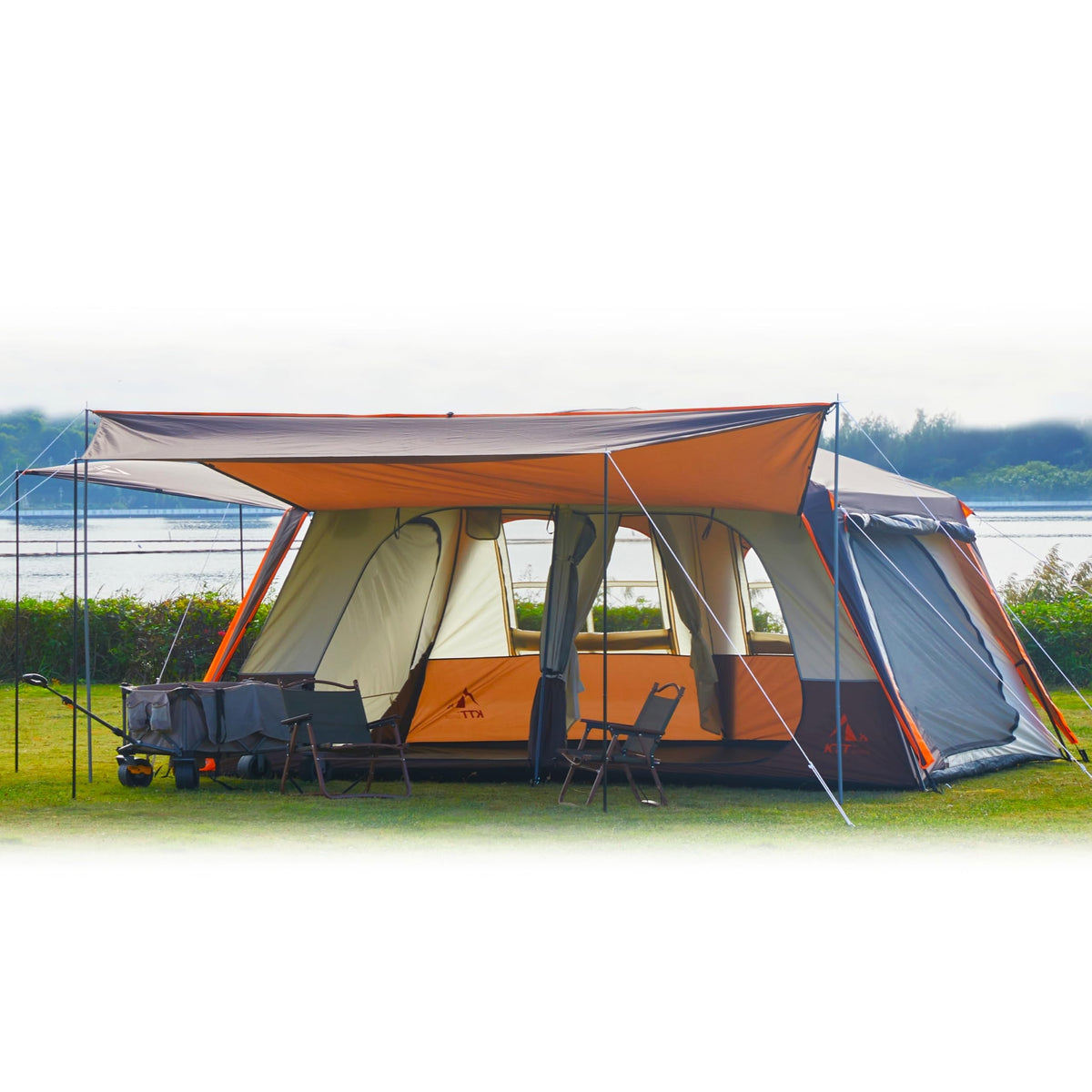 Extra Large 12-14 Person 2 Room Waterproof Double Layer Cabin Tent S433