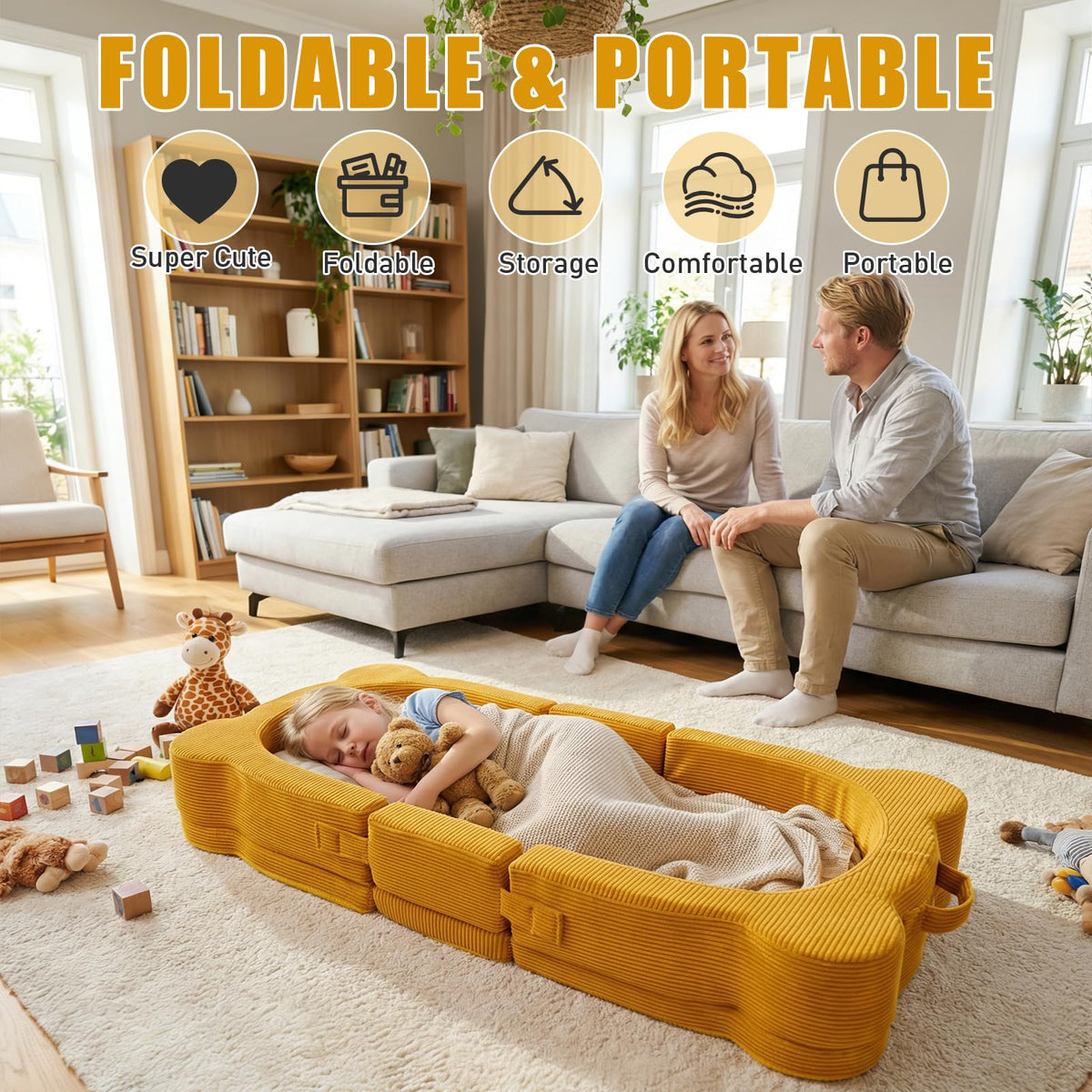 Portable Foldable Toddler Travel Bed with Safety Rail V592016