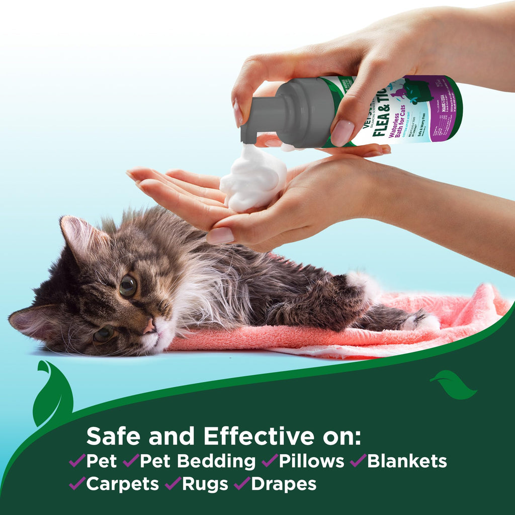 Plant-Based Waterless Flea & Tick Bath for Cats, 8 oz X711