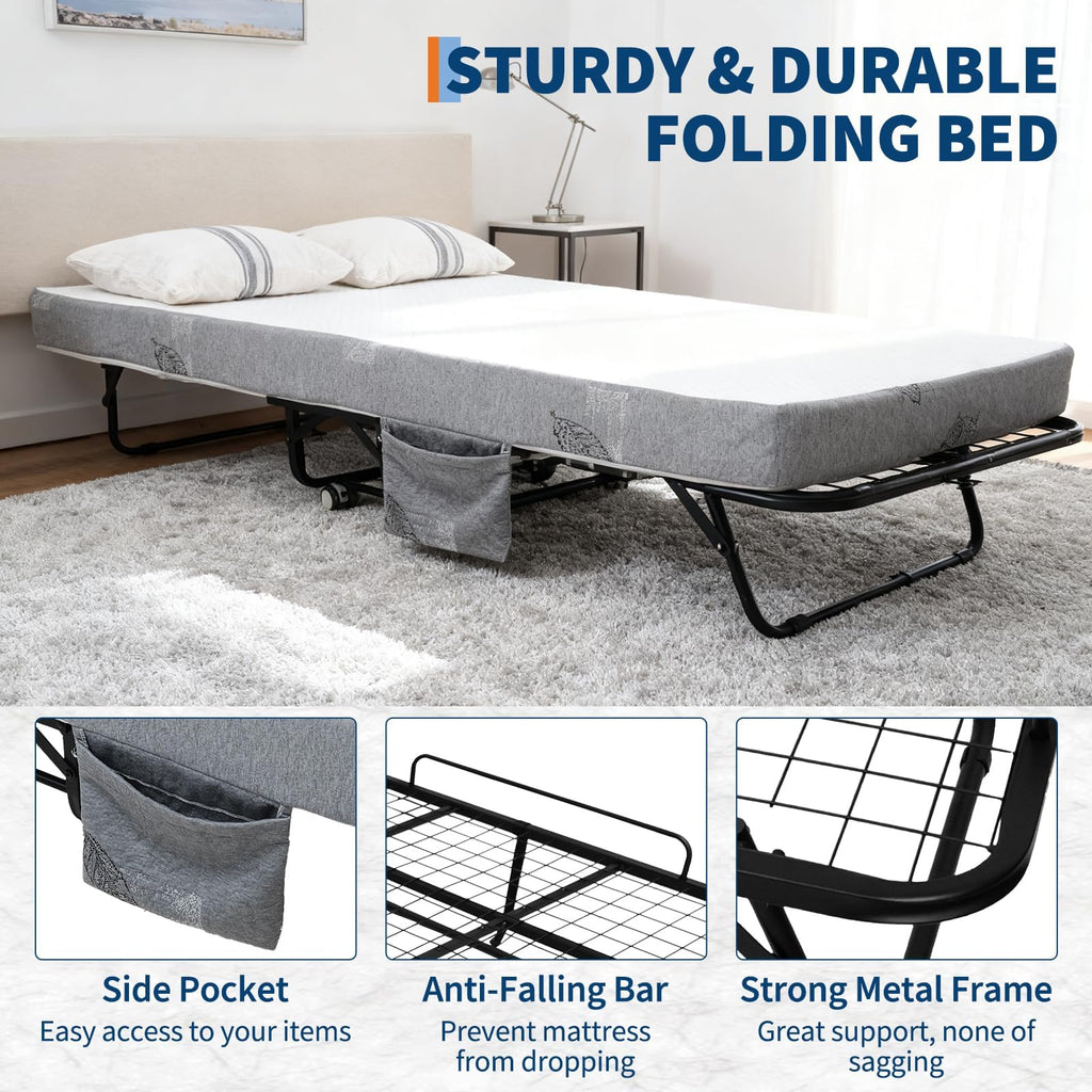 Folding Bed with 6 Inch Memory Foam Mattress R619