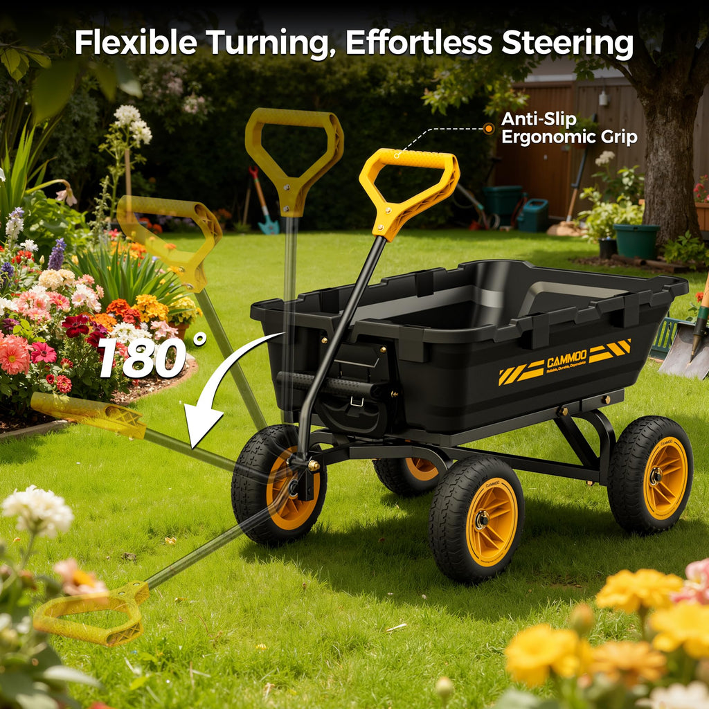10-in No-Flat Tires Garden Dump Cart Wheelbarrow X40736