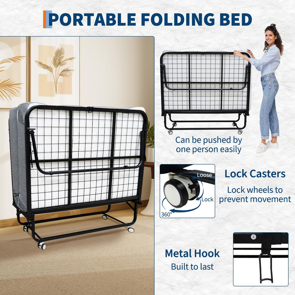 Folding Bed with 6 Inch Memory Foam Mattress R619