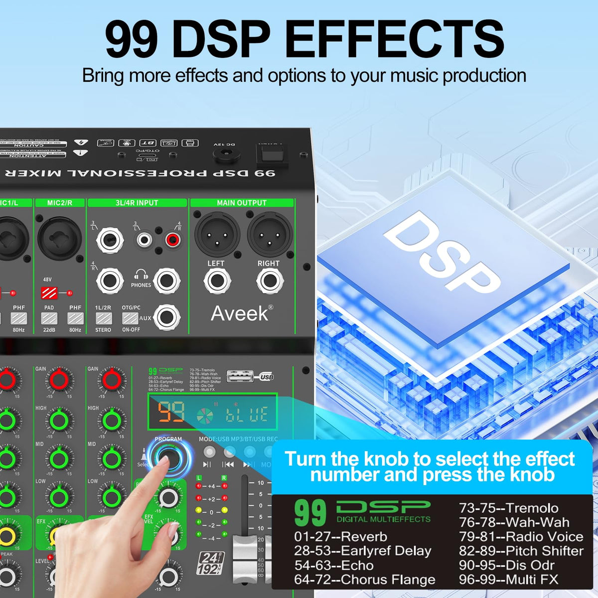 4 Channel Audio Mixer with Bluetooth and USB Q50150
