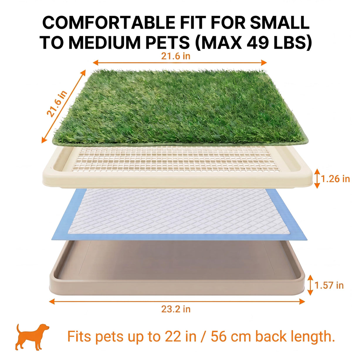 Dog Grass Pad with Tray, 2 Washable Grass Pads H8576