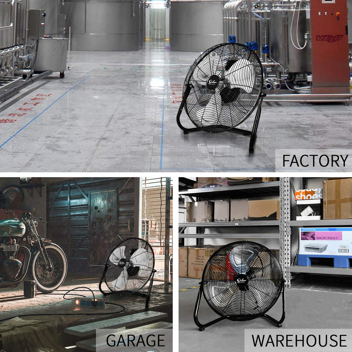 20 Inch 3-Speed High Velocity Metal Industrial Floor Fan Y897402