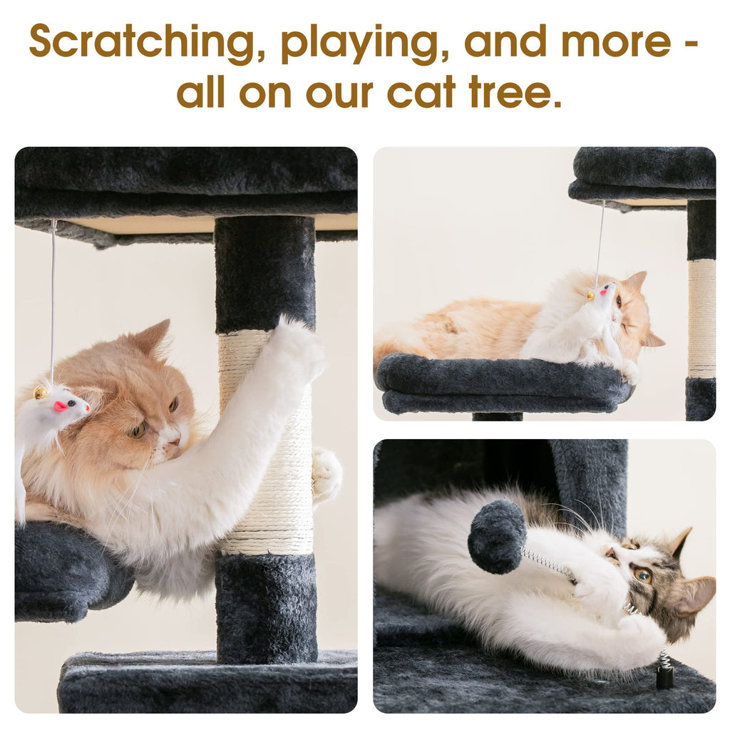70.1-Inch Multi-Level Plush Cat Tree with Hammock P3345