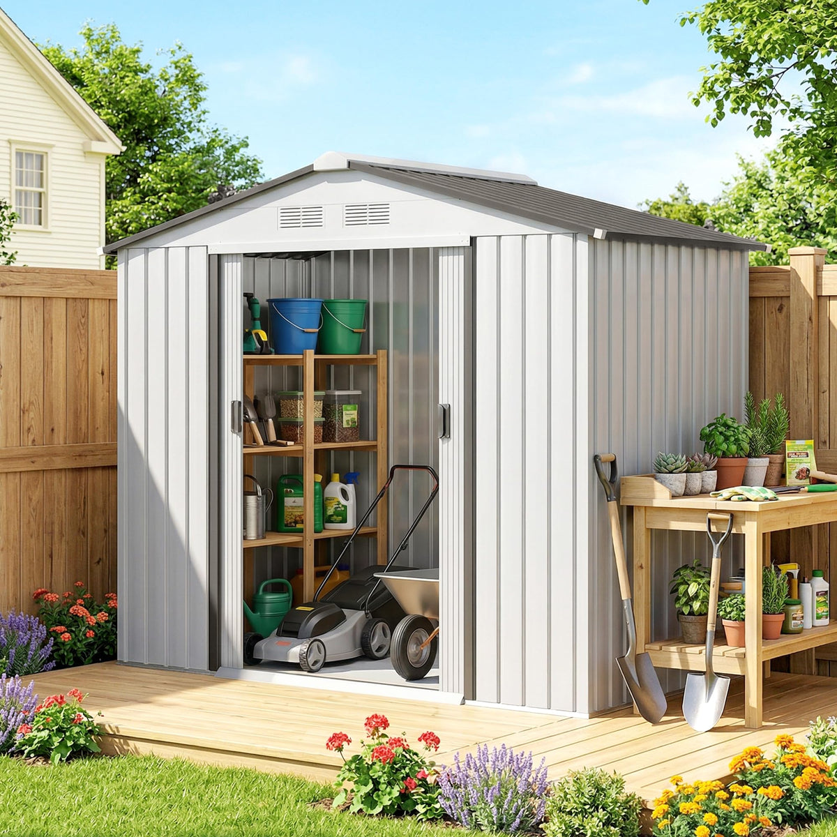 7' x 4' Metal Outdoor Storage Shed U7564