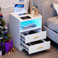 White Nightstand with Charging Station H852
