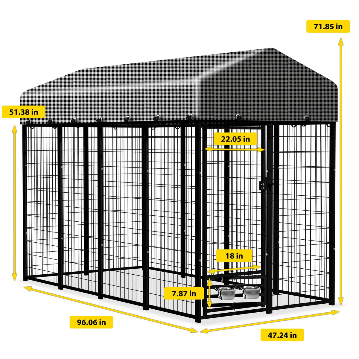 Heavy Duty Outdoor Dog Kennel with Roof Cover H5375