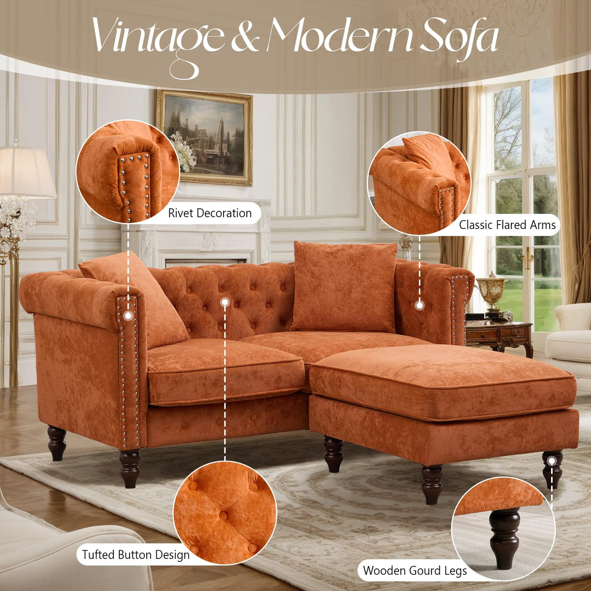 62" Velvet Sofa J5706