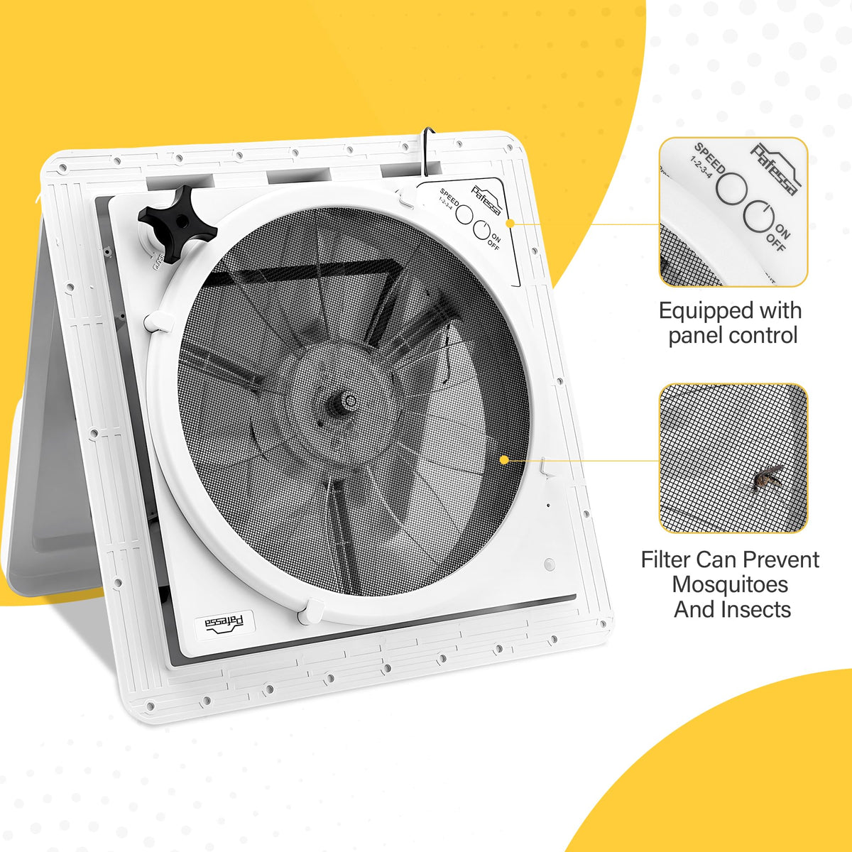 14” RV Roof Vent Fan 4 Speed Reversible 12V Manual White Dome S696