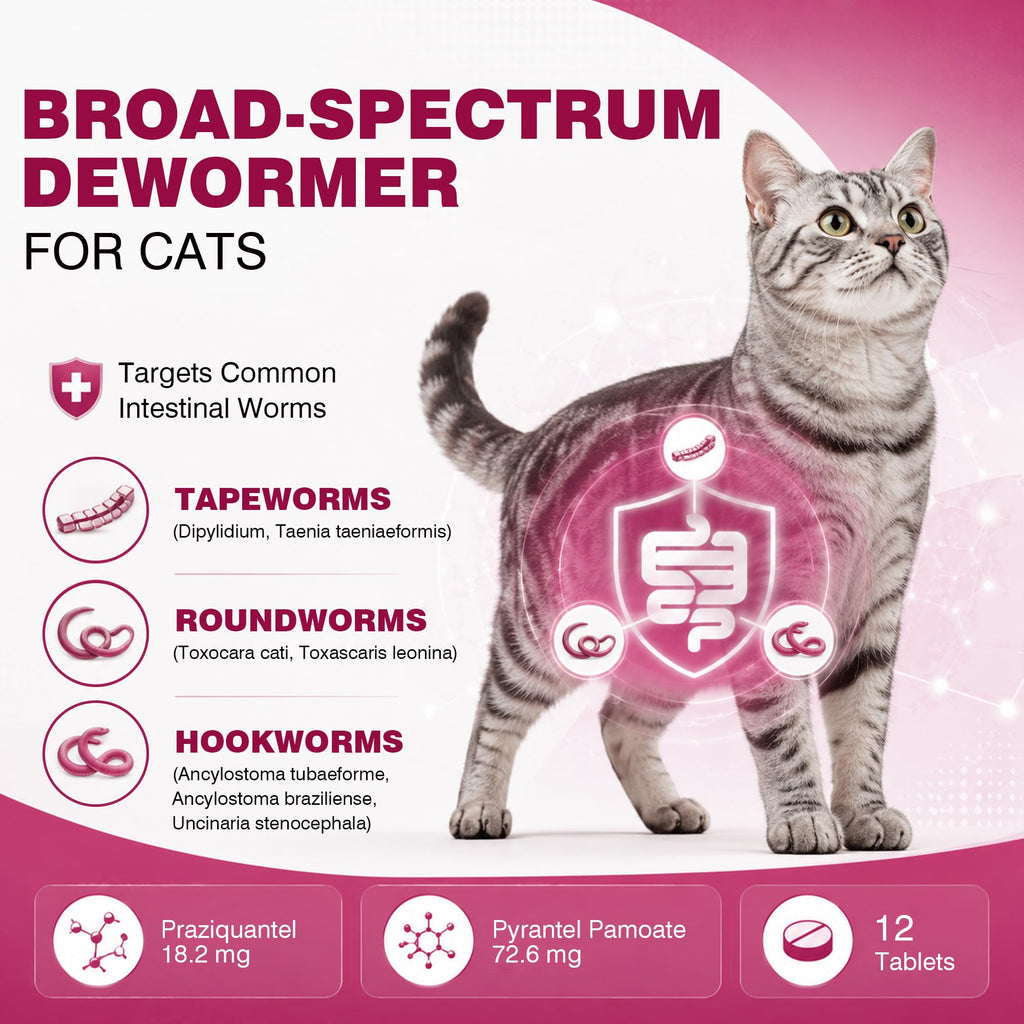 Broad-Spectrum Dewormer for Cats and Kittens, 12 Tablets K331936
