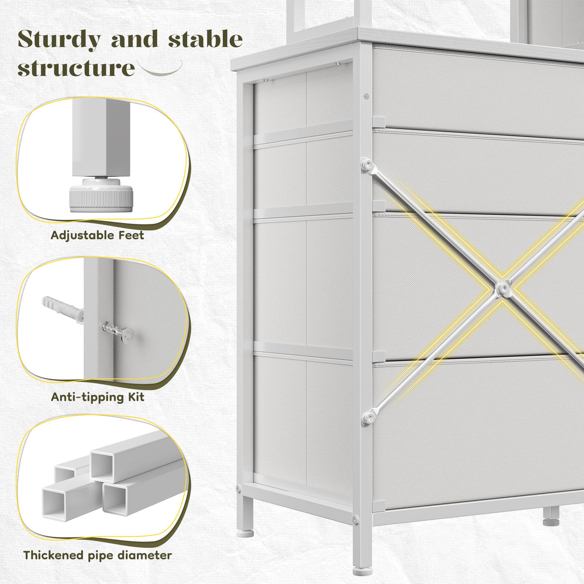 White Dresser with RGB LED Lights A930714