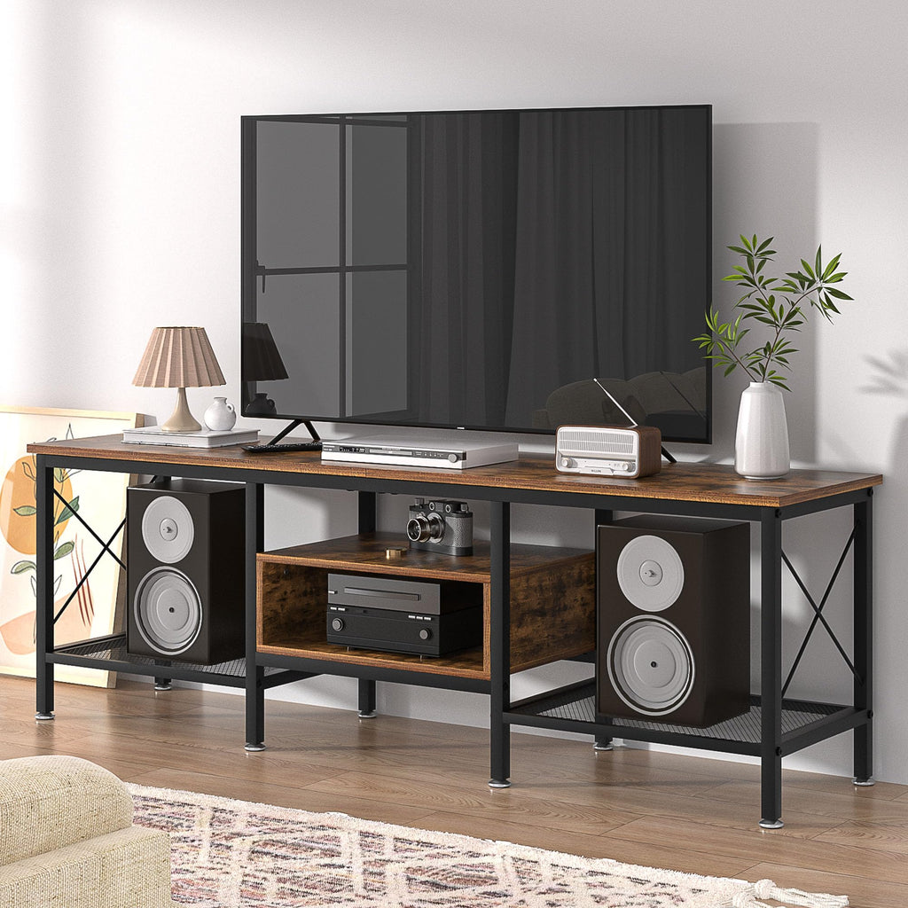 70 Inch 3-Tier TV Stand with Open Storage Shelves X230331