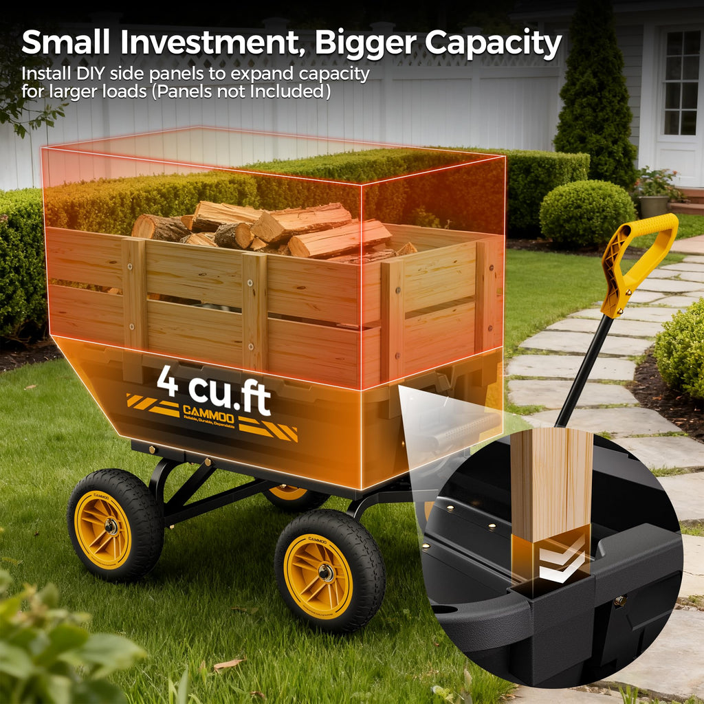 10-in No-Flat Tires Garden Dump Cart Wheelbarrow X40736