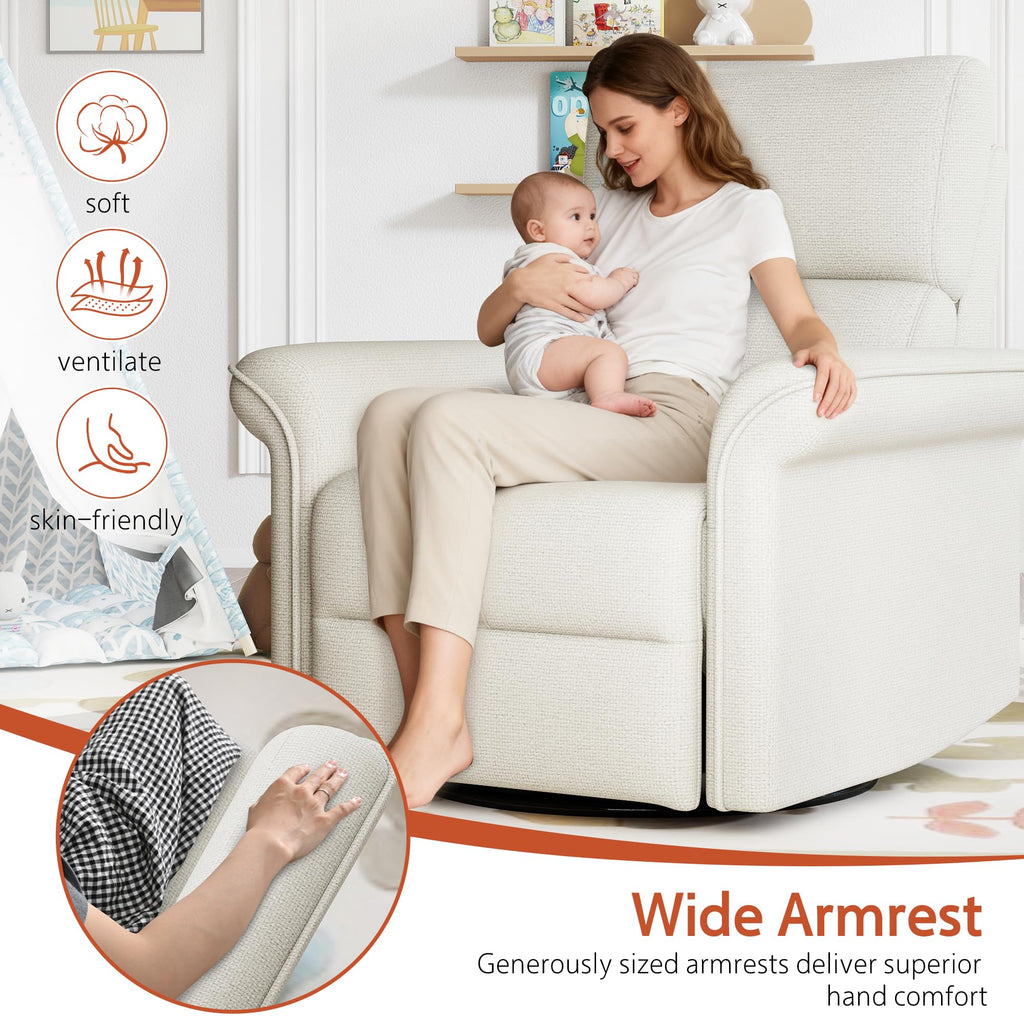 Fabric Light Gray Swivel Rocker Recliner Chair F5110