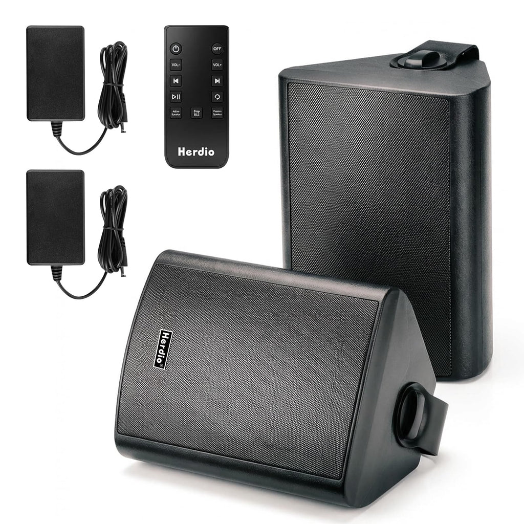 5.25" 300W Bluetooth Outdoor Speakers IPX5 Waterproof Black 2-Pack V973225