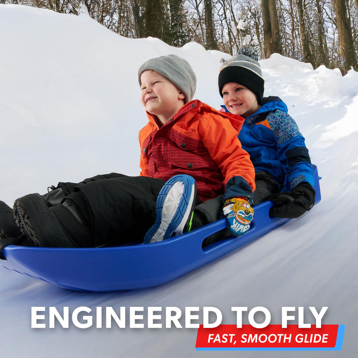 2 Person Snow Sled with Pull Strap and Padded Seat W508743