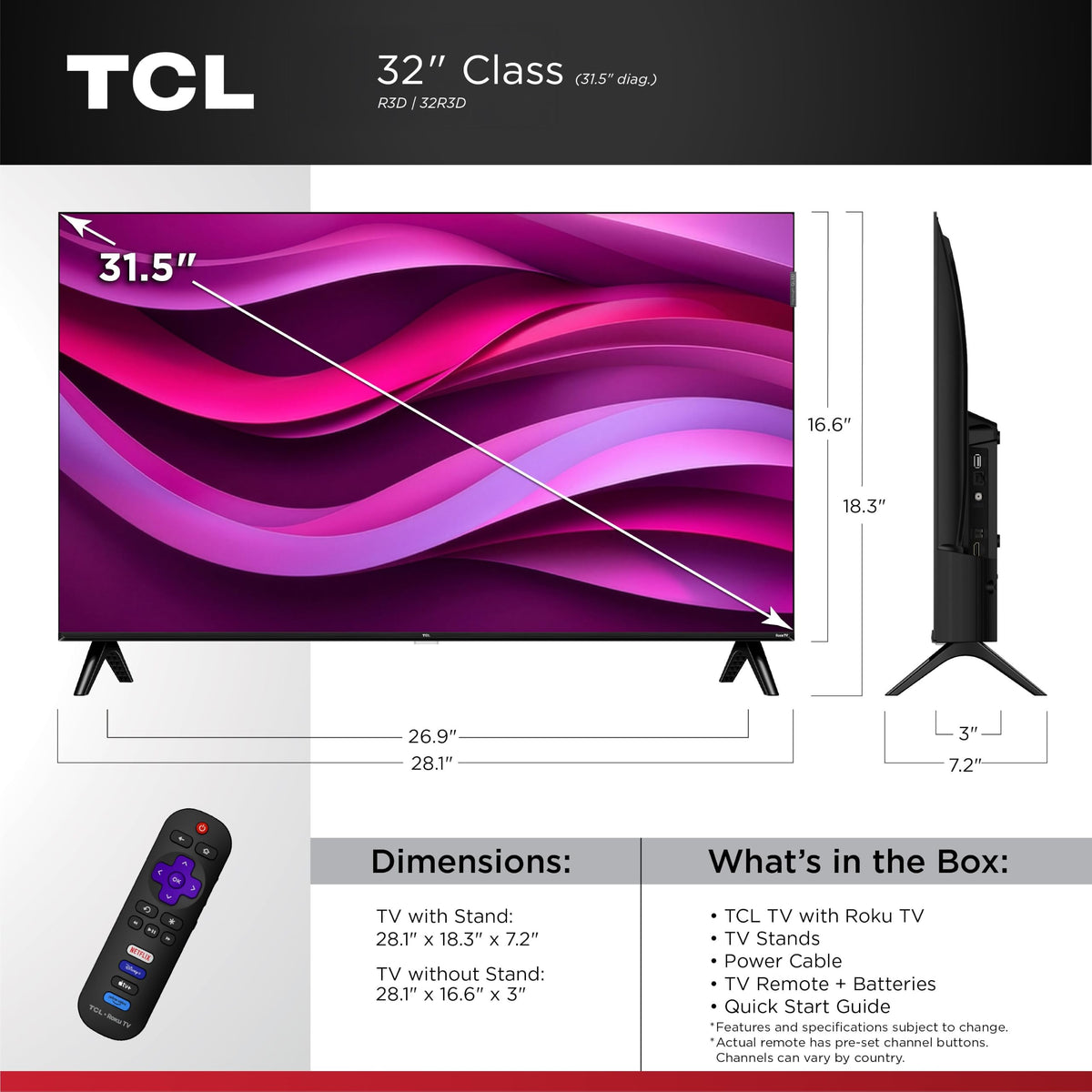 32-Inch QLED Roku Smart TV T485981