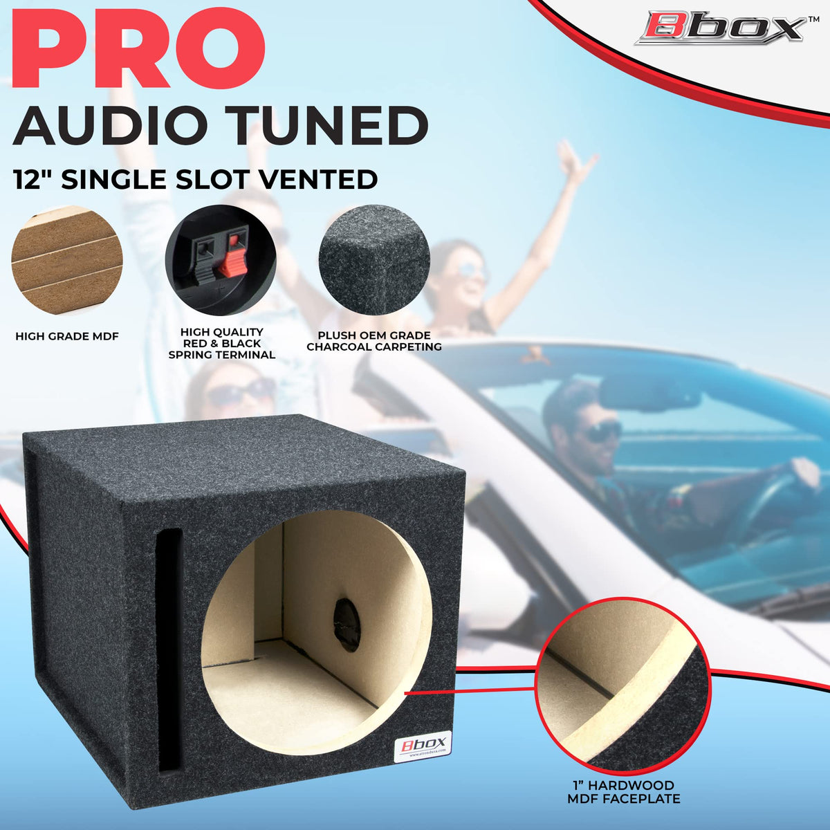 Single Vented 12 Inch Subwoofer Box with Nickel Finish Terminals C9138