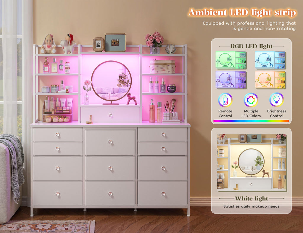 White Dresser with RGB LED Lights A930714