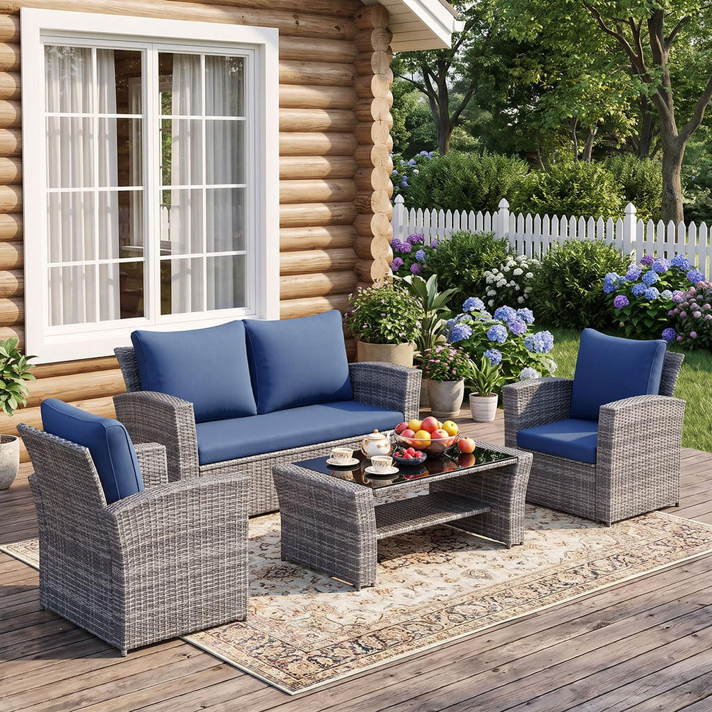 4 Piece Outdoor Wicker Patio Furniture Set O394