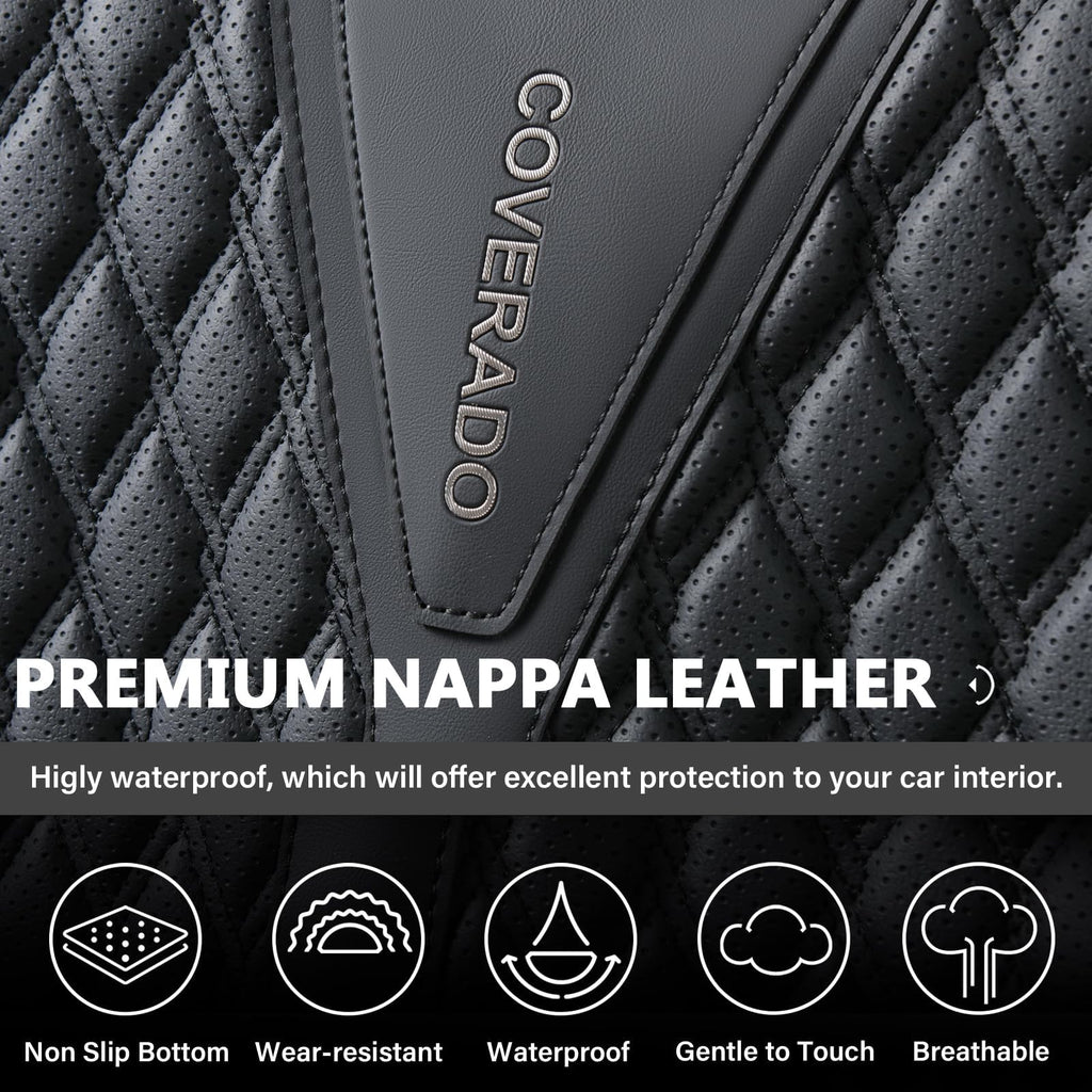 Black 5 Seats Nappa Leather Car Seat Covers Full Set N513