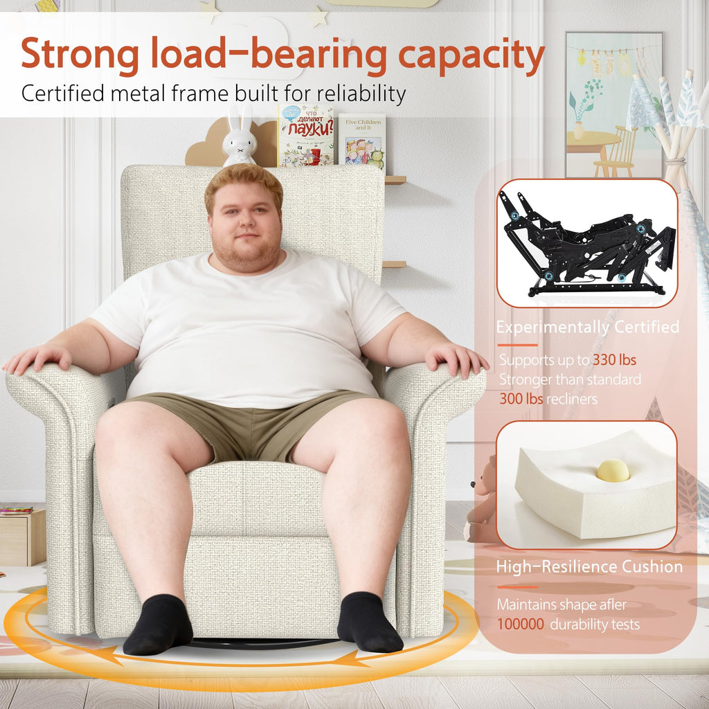 Fabric Light Gray Swivel Rocker Recliner Chair F5110