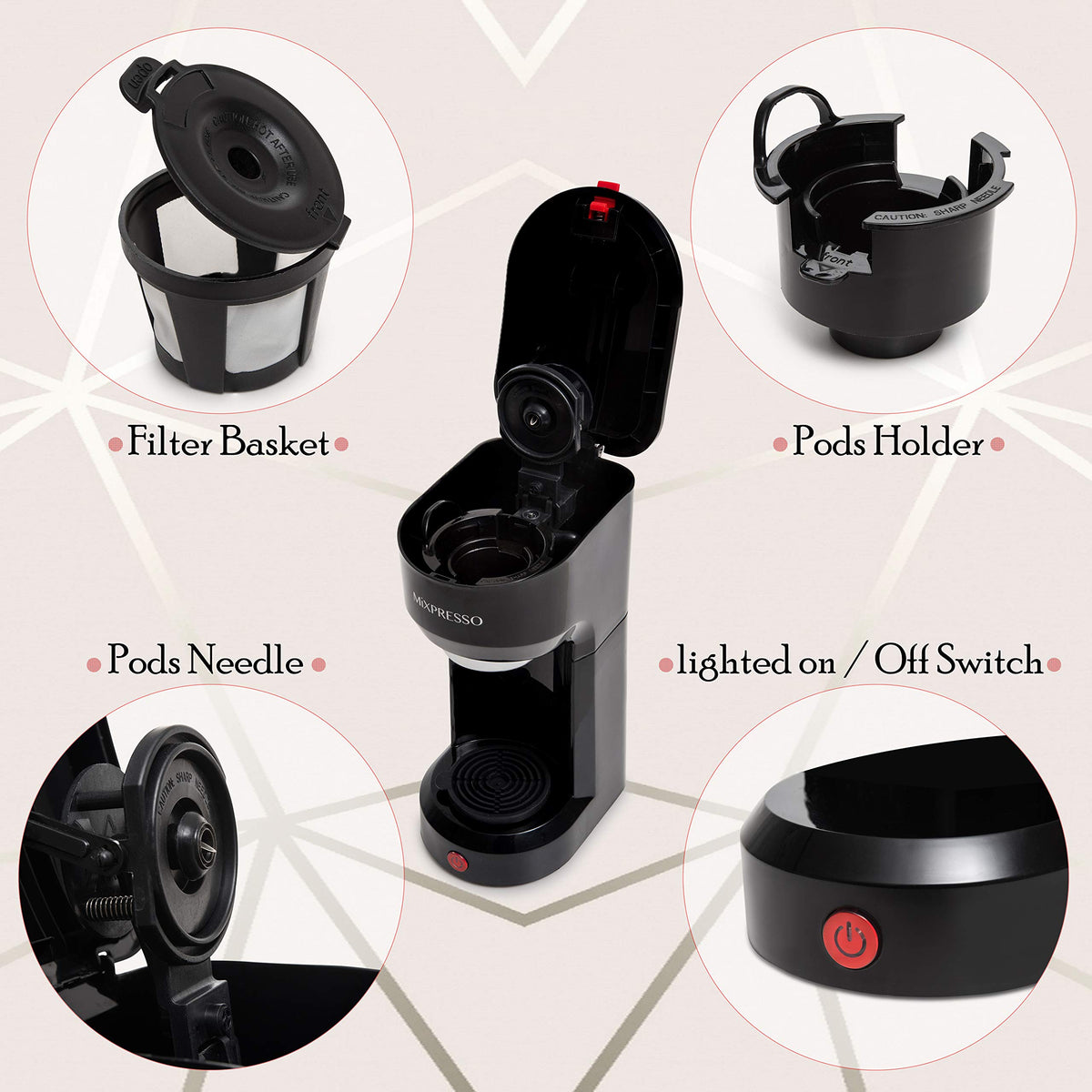 Single Serve Coffee Maker for K Pods & Grounds J578