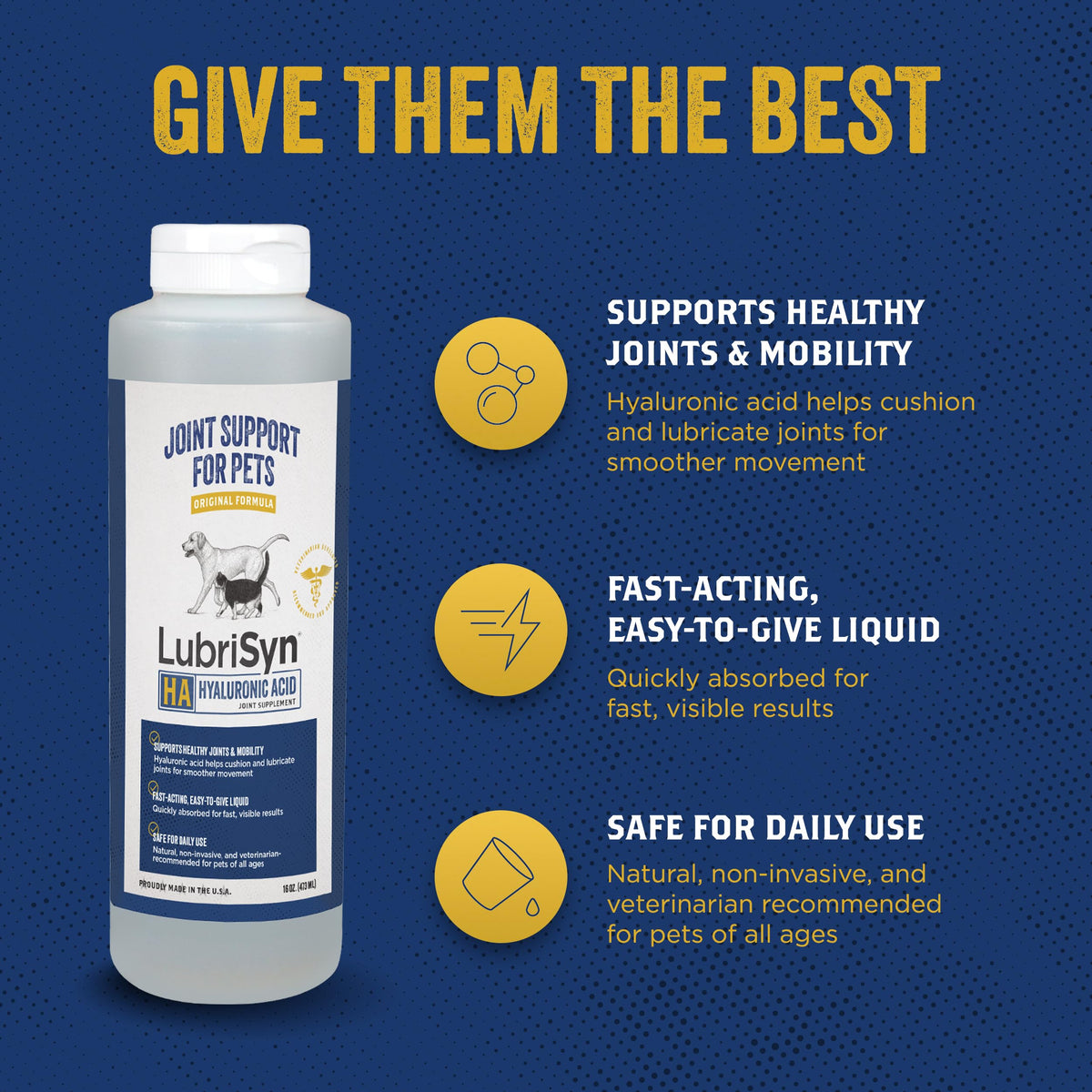Hyaluronic Acid Hip & Joint Supplement for Dogs & Cats, 16 oz M208