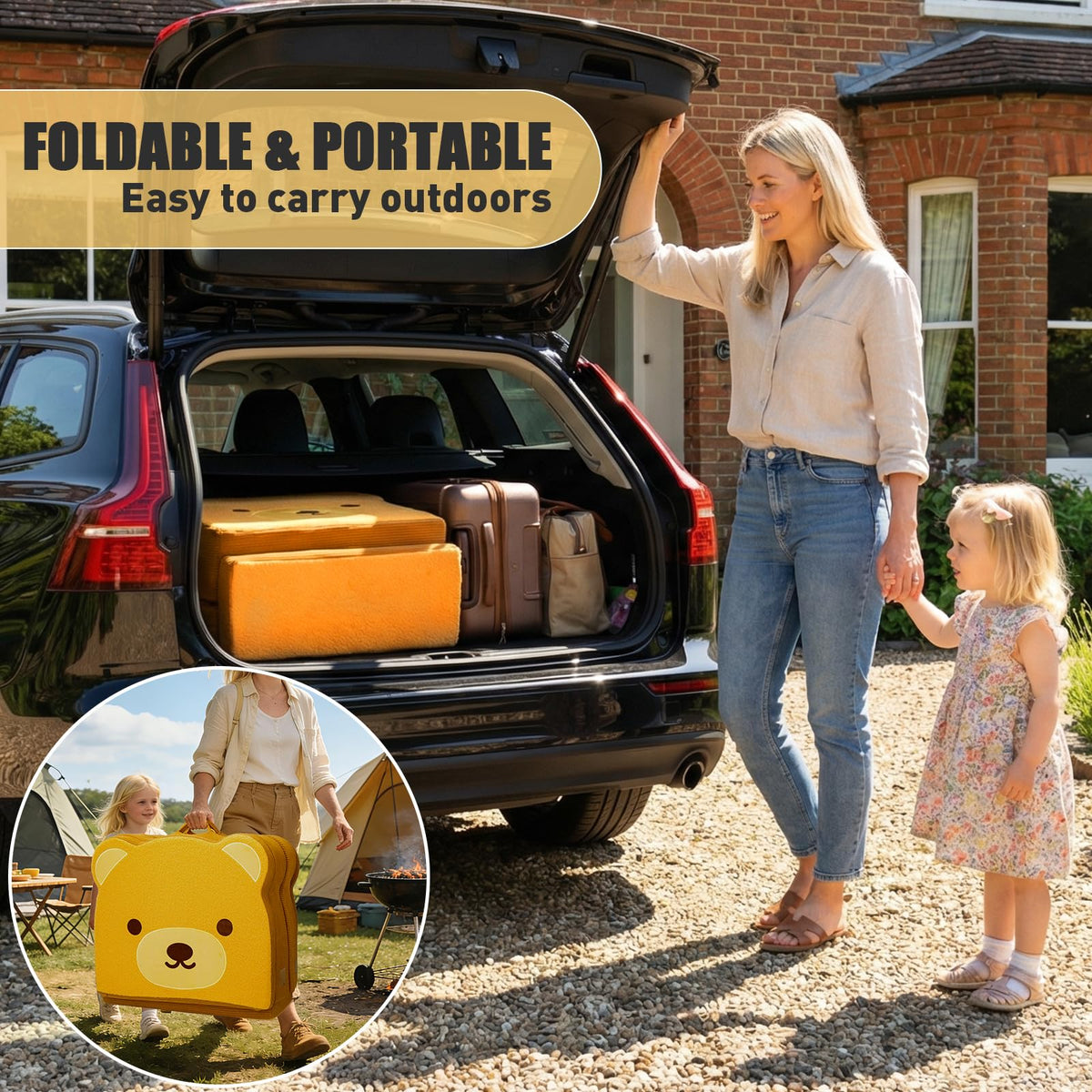 Portable Foldable Toddler Travel Bed with Safety Rail V592016