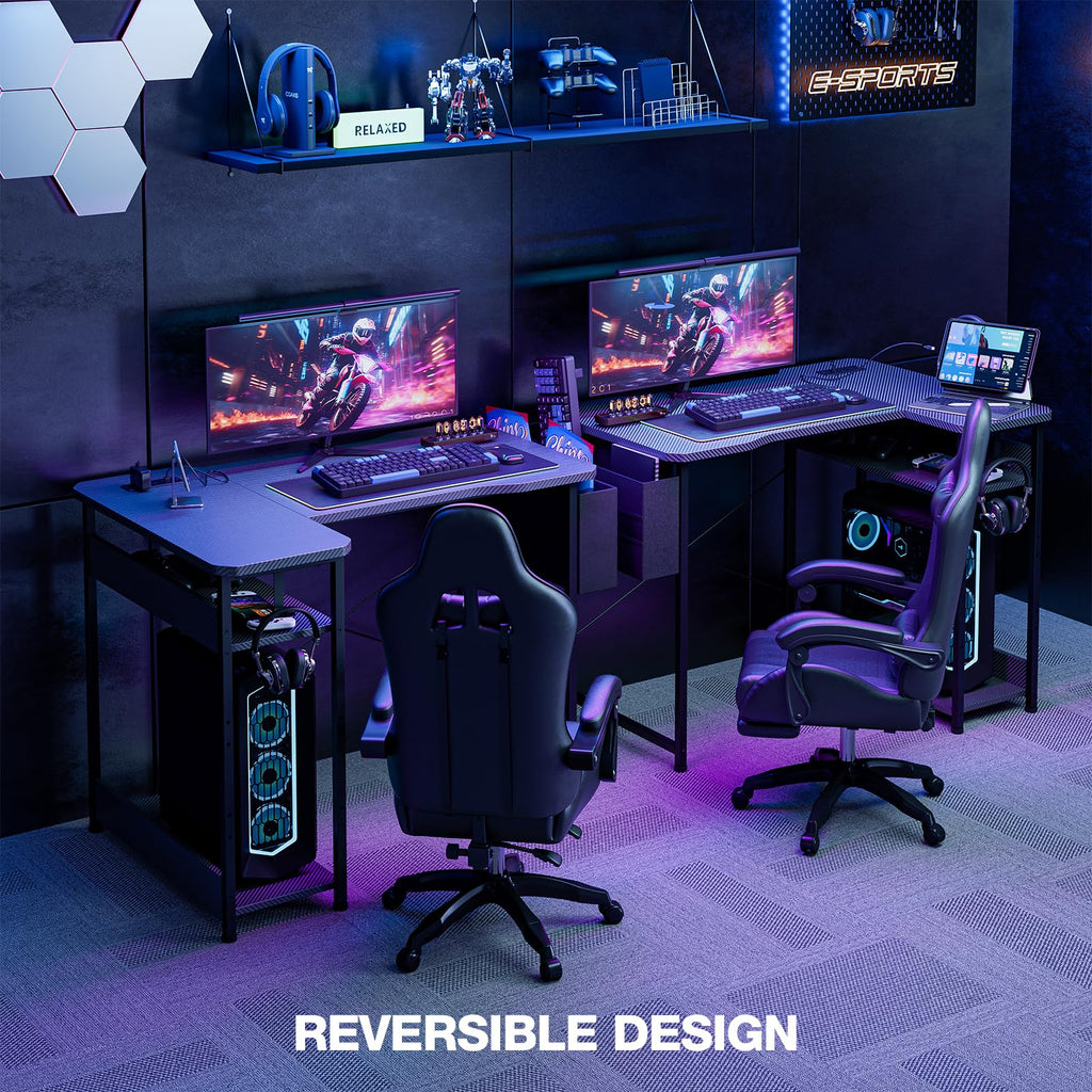 L Shaped Gaming Desk 40 Inch Black Carbon B50596